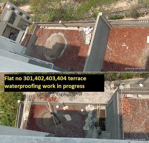 Prestige Avenue- Flat no 301, 402, 403, 404 terrace waterproofing work in progress