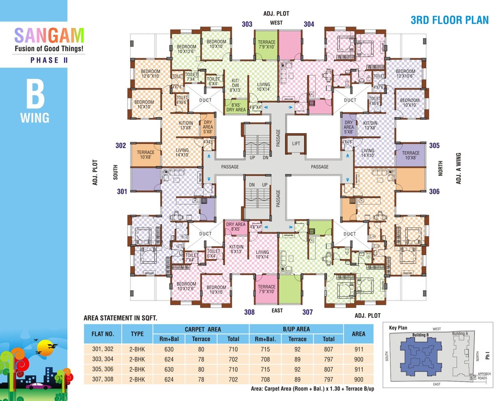 Sangam II: B Wing - 3rd Floor plan