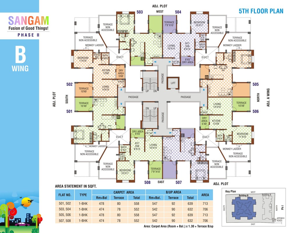 Sangam II: B Wing - 5th Floor plan