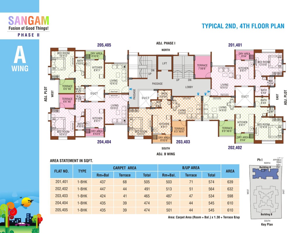 Sangam II: A Wing - 2nd, 4th Floor plan